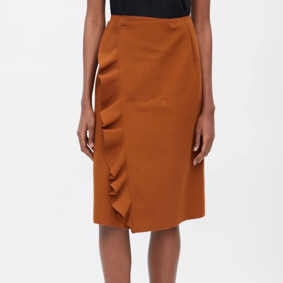 BNWT MSGM Rust Ruffle Skirt, and wrap front with snap - Picture 1 of 11